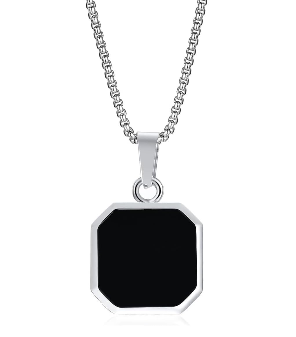 See full amazon price history chart for Stylish Funky Stainless Steel Geometric Black Square Shape Natural Stone Punk Pendant Locket Necklace With Silver Box Chain For Boys & Mens Jewellery Stylish Funky Stainless Steel Geometric Black Square Shape Natural Stone Punk Pendant Locket Necklace With Silver Box Chain For Boys & Mens Jewellery (B0CLT54R16) Amazon Price History, Amazon Price Tracker