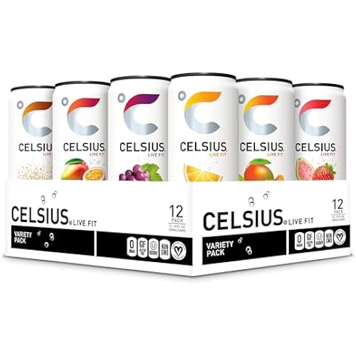 CELSIUS Assorted Flavors Official Variety Pack, Functional Essential Energy Drinks, 12 Fl Oz (Pack of 12)