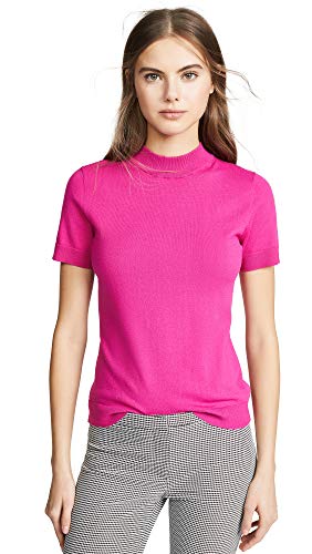 MILLY Women's Mod Neck Top, Raspberry, Pink, Medium