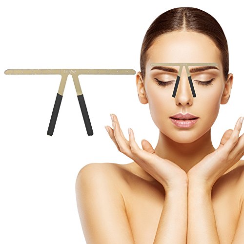 Tattoo Eyebrow Ruler, Permanent Makeup Measure Tool Metal Eyebrow Balance Ruler Shaping Stencil Tools(Gold)