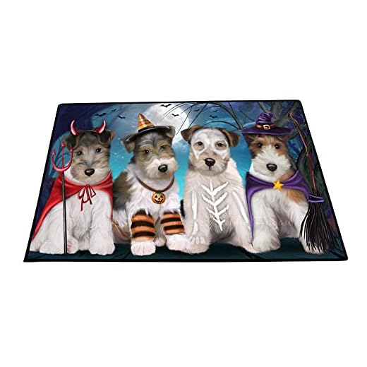 Doggie of the Day Wire Fox Terrier Dogs Floor Mat - Halloween Trick or Treat - Best Dog Doormat - Protector Decor - Unique Portrait Art - Premium Quality Decoration, 18"x24"