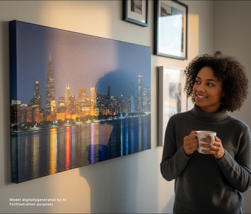 Chicago Skyline Canvas Wall Art, Panoramic Cityscape Print, Framed 20x40in by JiazuGo - Used condition - Image 3