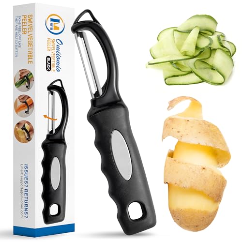 Premium Swivel Vegetable Peeler, Soft Grip Handle and Ultra Sharp Stainless Steel Blades - Perfect Kitchen Peeler For Veggie, Fruit, Potato, Carrot, Apple - Black