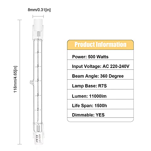Luxvista 500W R7s 118mm Lampadina Alogena Lineare