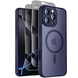 Symcele Designed for iPhone 16 Pro Max Case, Compatible with MagSafe, with Privacy Screen Protectors X2, [Camera Protection] [15FT Military Drop Protection] Shockproof Phone Case, 2024, Navy Blue