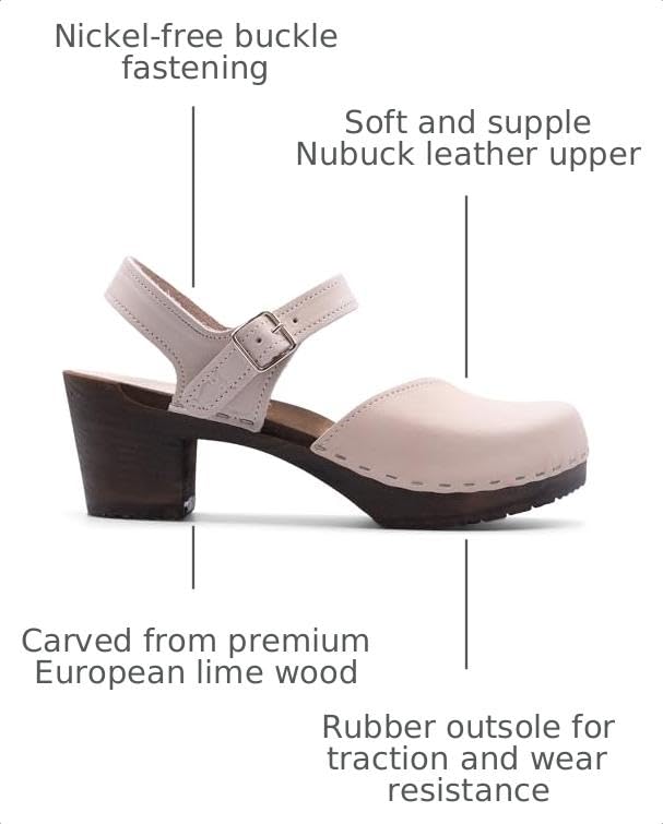 Image of Sandgrens Handmade Swedish Wood Clogs for Women, High Heel Sandal | Victoria