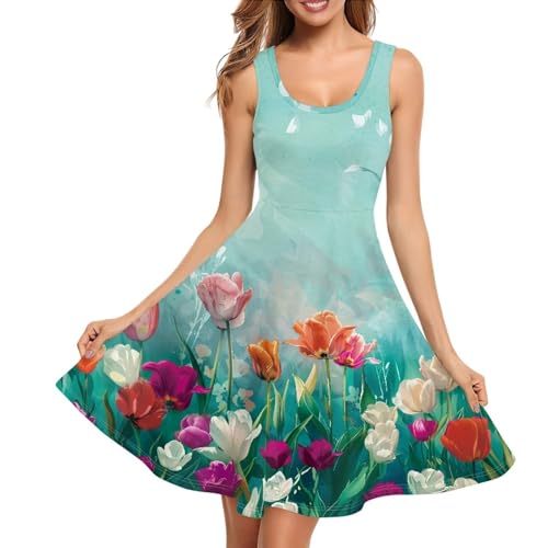 Image of TOADDITDO Womens Summer Sleeveless Tank Dress with 2 Side Pockets XS-4XL Plus Size
