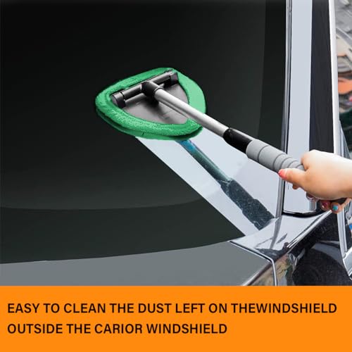 Adunsiaoto Car Windshield Cleaner Tool with Long Handle and Microfiber Cloth, Long Reach Windscreen Cleaner, Car Windscreen Cleaner, Car Window Cleaners Tool, Extendable Windscreen Demister Tool - Image 2