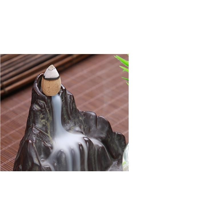 Quemador de Incienso de Reflujo Quemador de Incienso de Cono de reflujo, con pequeño Cilindro de Vidrio, decoración Creativa for el hogar Cascada de Incienso de Adorno de Aromaterapia