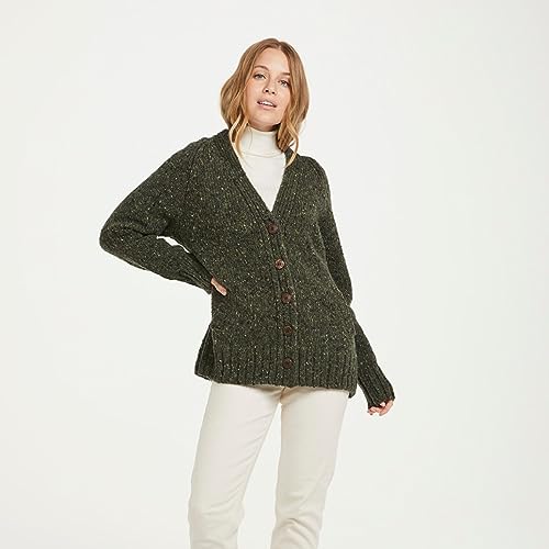 Ladies Irish Shetland Wool V-Neck Cardigan, 5 Buttons, 2 Pockets, Multiple Colors2