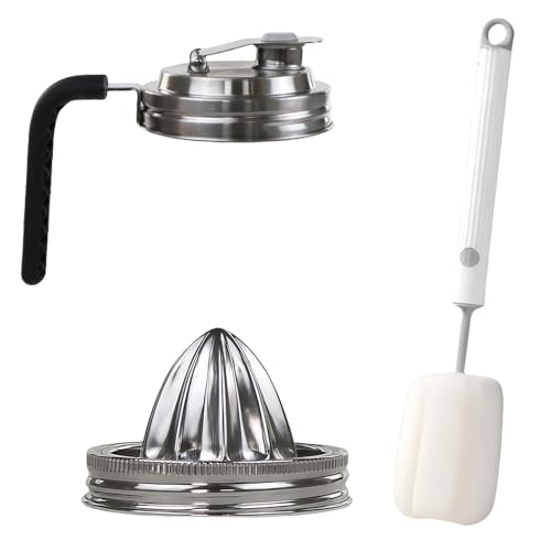 Stainless Steel Mason Jar Pour Spout & Juicer Lid with Brush