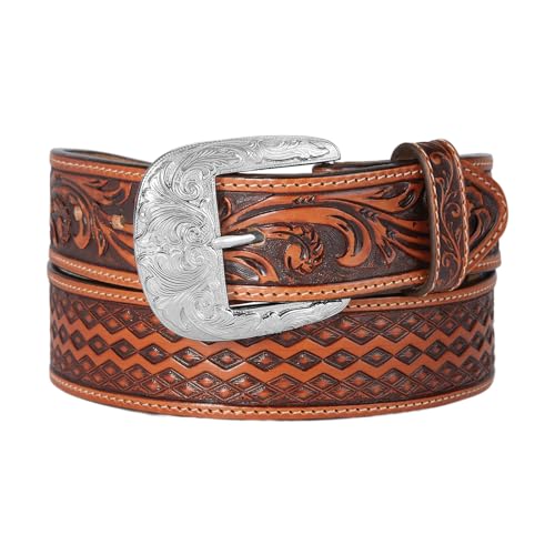 Tan Leather Diamond Road Belt for Men by Brighton