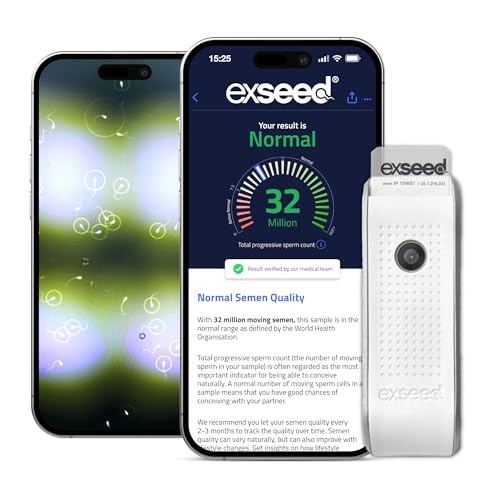 ExSeed Completely-at-Home Male Fertility Test - Sperm Count, Progressive Movement & Volume with Home Sperm Test in 15 Minutes with Accurate Results Using Your Smartphone. 2-Test Kit.