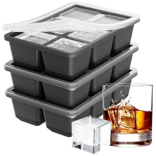Optish Large Ice Cube Molds, 3 Pack Whiskey Square Ice...