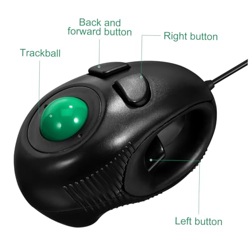 Ratón de trackball con cable ergonómico Mobestech 4D de alta precisión mini para PC Windows 2