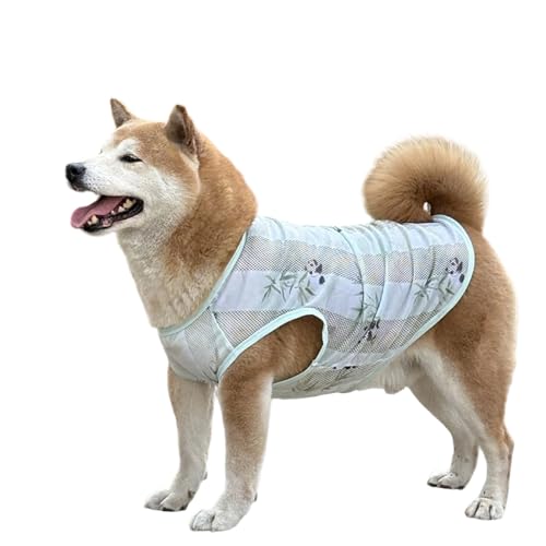 JPETTO犬服 メッシュ シャツ 春夏 ペット服 防虫 ひんやり ドッグウェア タンクトップ 通気性 犬用 涼やか UVカット 日焼き防ぐ 脱毛保護 小中大型犬25-25A48パンダ・ブルー2XL