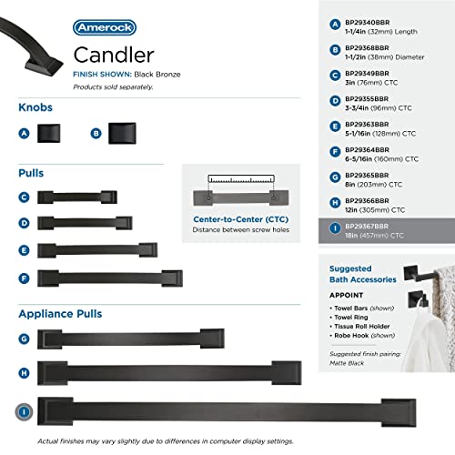 Image of Amerock | Appliance Pull | Black Bronze | 18 inch (457 mm) Center to Center | Candler | 1 Pack | Drawer Pull | Drawer Handle | Cabinet Hardware