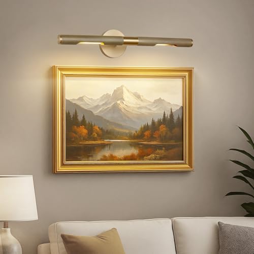 Image of 22 inch L Picture Light Dimmable Vanity Bathroom Light Rotatable 360 Wall Sconce Lights for Pictures Art Gallery Painting Frame,Include Bulbs,Brass 22 inch L x 1.38 inch D