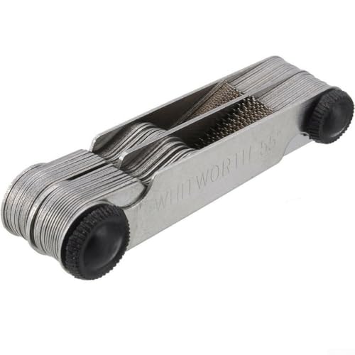 Juego de medidores de rosca de acero inoxidable, 52 piezas métricas de 60 grados y para plantilla de calibre de paso de rosca imperial de 55 grados para 0,25-6 mm y 4-62 TPI