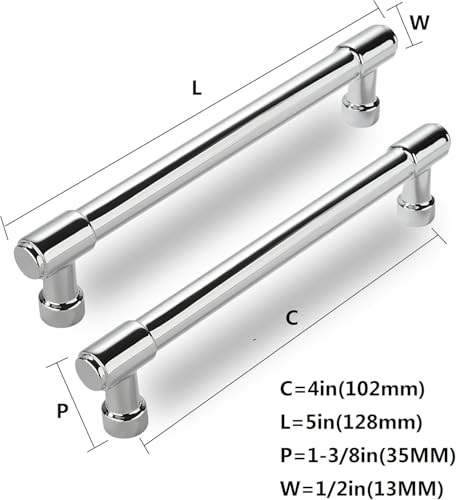 CABDM 10 Pack Polished Chrome Cabinet Pulls,4 Inch(102mm) Hole Centers Cabinet Handles Kitchen Hardware for Cabinets and Drawer by CABDM - Image 2
