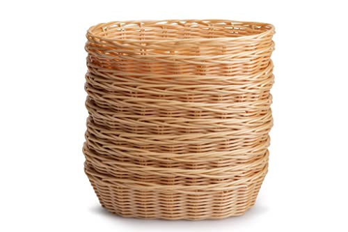 Baskets For Gifts Empty, Small Gift Basket | For Bread, Easter Fill, Montessori, Serving, Holiday/Christmas | Recycled Plastic Woven Wicker, Bulk Kit - 10" X 6" X 3" (10-Pack) #TOP1