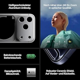 Apple iPhone 17 Pro 256 GB: 6,3" Display mit ProMotion bis zu 120 Hz, A19 Pro Chip, bahnbrechende Batterielaufzeit, Pro Fusion Kamera-System mit Center Stage Frontkamera; Tiefblau