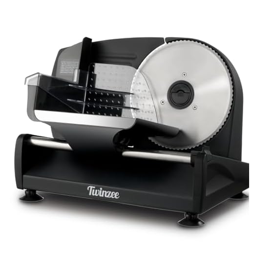 Twinzee Allesschneider Elektrisch 150W – Schneidemaschine 2 Klingen, Schnittstärke 0-15 mm – Brotschneidemaschine, Schinken, Wurstschneide & Käse - Schwarz