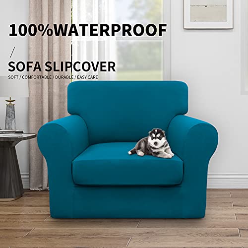 Image of Easy-Going Waterproof 2 Pieces Chair Cover Couch Covers for Sofa