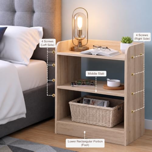 Image of WonderStand SOMNIA Accessory only for 3 Tier Bedside Table, Brown Wood Storage Shelf, (Dark Brown)