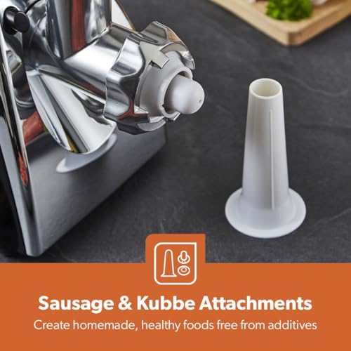 Geepas Electric Meat Grinder 1800W – Stainless Steel Meat Mincer & Sausage Stuffer, Food Grinding Mincing Machine With Kibbe – 3 Different Cutting Plates, Reverse Function, Plastic Housing (Black) - 6