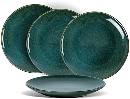 UNICASA Ceramic Dinner Plates - Large Dessert, Salad Plate 10.25 Inch Set of 4 for Steak, Pasta, Dinnerware Sets - Porcelain Serving Dishes, Dishwasher, Microwave & Oven Safe, Olive