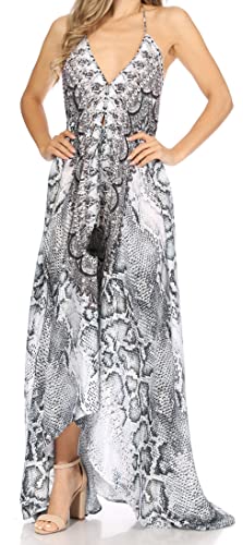 Image of Sakkas Lizi Womens Maxi High-Low Halter Handkerchief Long Dress Beach Party