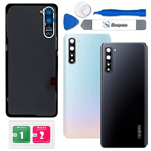 Eonpam Back Cover Glass for Oppo Find X2 Lite Rear Glass Replacement with Camera Lens + Repair Kit Genuine Rear Housing (Black)