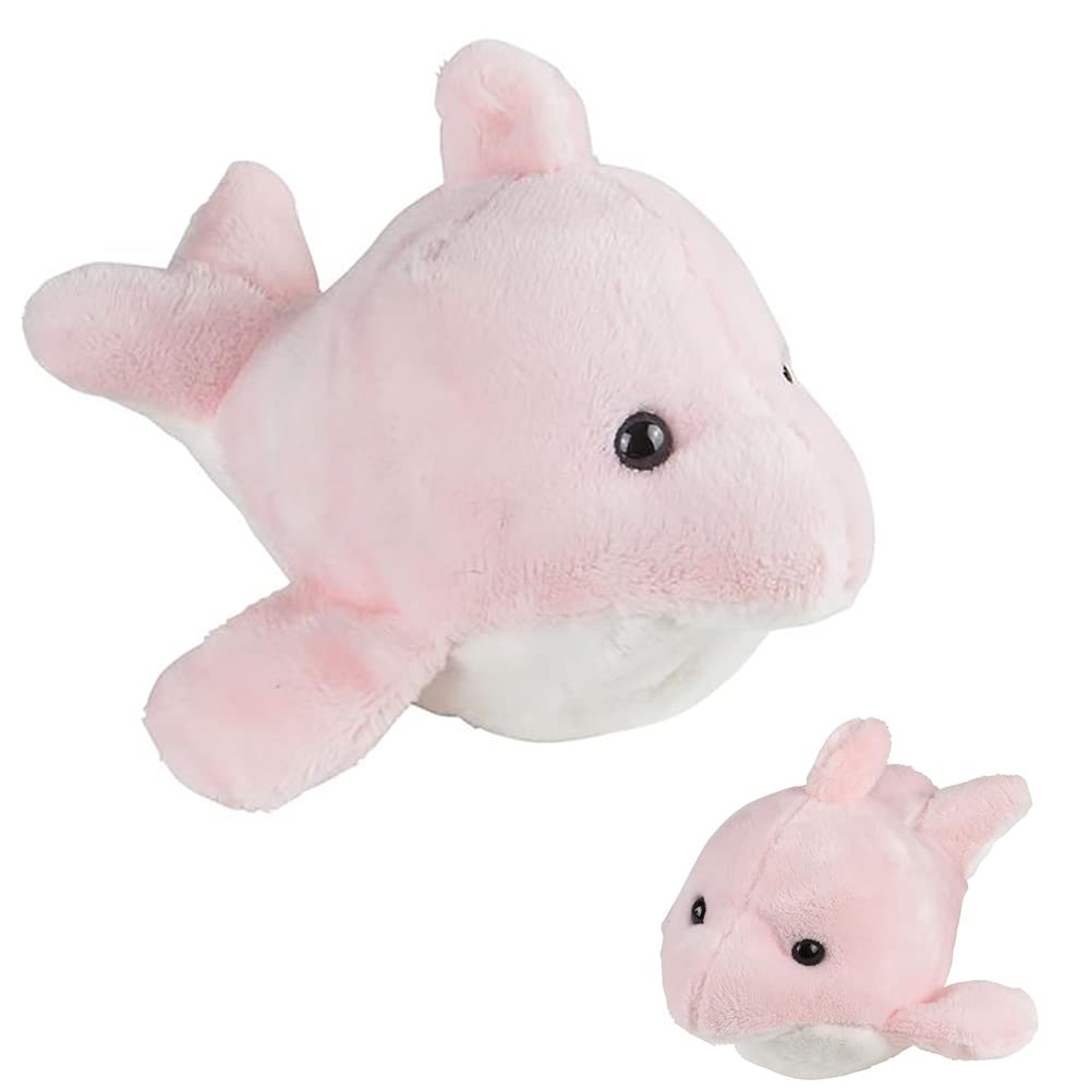 The Dreidel Company Plush Pink Dolphin Mighty Mights, 3.5" Inch Plush Stuffed, Super Soft and Cuddly Animal Toys, Classroom Decorations, Boys and
