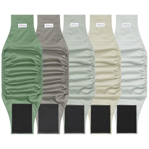 Image of 5 Pack Dog Diapers Male Reusable, Premium Belly Bands for Male Dogs, High Absorbing Male Dog Pee Wraps for Doggie in Incontinence or Excitable Urination and Training,Light Gray,XXL