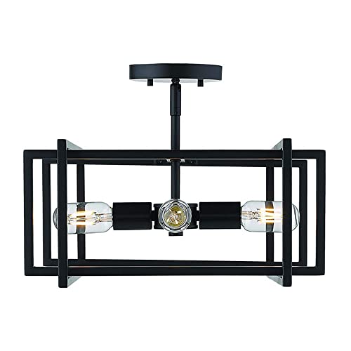 Suspension plafonnier noir style ferme pour couloir et entree