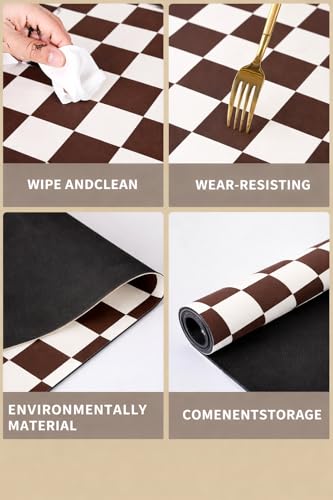 Image of HomeCloud Dish Drying Mat for Kitchen Counter Hide Stain Super Absorbent, Non-Slip, Heat-Resistant, Great for Dishes,Rack Pad, Kitchen Counter, Coffee Maker, Coffee Item (Chess D.Brown, 50X40cm)