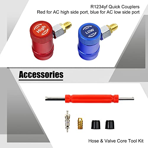 Adafirst Ac R1234Yf Manifold Gauge Set, 3 Way Car Air Conditioning 1234Yf Refrigerant Recharge Tool Kit, With Hoses Quick Coupler Case, For Auto Air Conditioner Freon Diagnostic Test And Charging #TOP4