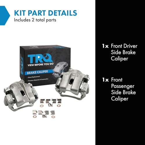 Image of TRQ Front Brake Caliper Set Zinc Coated Brackets Hardware Compatible with 1996-1998 Suzuki Sidekick 1999-2005 Grand Vitara 2002-2004 XL-7