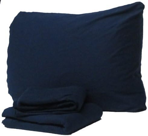 Cotton Jersey Knit Camp Sheet Set - Color Navy, COT Size 30" x 75"