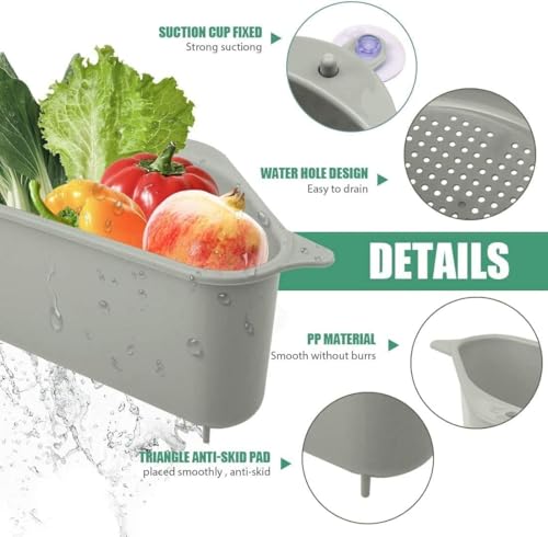 Image of Kitchen Sink Drain Basket | Corner Sink Strainer with Hanging Filter | Triangle Sink Strainer Basket for Kitchen & Bathroom Waste Drain (2)