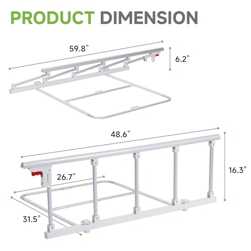Real Relax Bed Rails for Elderly Adults Safety, Folding Bed Railings for Seniors Fit Full Twin King Queen Size, for Elderly Adults Rail Assist for Seniors Safety Bed, 48.6"x16.3" - Thumbnail 3