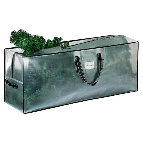 VENO Clear Christmas Tree Storage Bag - Fits 7.5 Ft Artificial Trees, Heavy Duty Large Bags with Zipper, Durable Handles, and Labeling Card Slot, Christmas Decorations Ornament Storage Cover