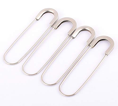 4pcs 80mm Silver Safety pins Coiless Safety Pins Larger Safety Pins Kilt Pins Broochs Letter Bar Pins Apparel Accessories DIY Sewing