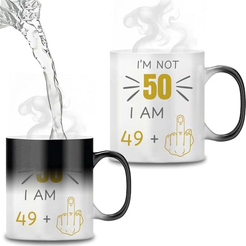 Divertente tazza con foto e testo, una tazza magica personalizzata sensibile al calore collage regalo (50° compleanno)