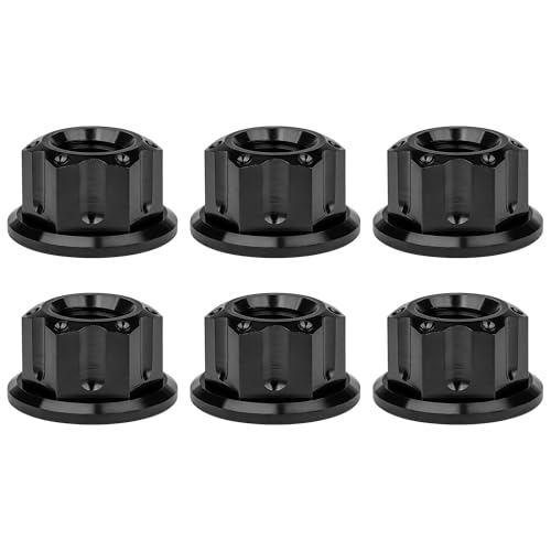 Image of Titanium M6 M8 M10 M12 M14 M16 Flange Bolt Nut Bicycle Motorcycle Rear Axle Car Modification Accessories Pack of 6 (M8 Pitch 1.25mm, Black)