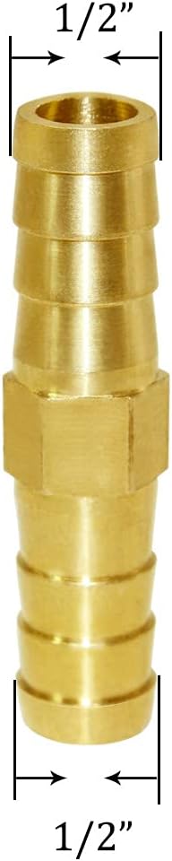 Joywayus Hose Barb Fitting 1/2" Hose ID,Hex Union Brass Fitting Water/Fuel/Air (Pack of 5)