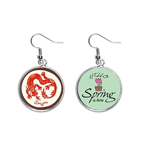 Pendientes de dragón rojo del zodiaco chino para fiesta de primavera y año nuevo