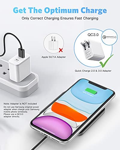 AGPTEK Wireless Charger, Qi-Certified 15W Max Fast Wireless Charging Pad Compatible with iPhone 14/13/12/12 Pro/11/11 Pro Max/XS Max/XR/XS/X/8, Galaxy S20/S10/S9/S8, AirPods Pro, Black (No AC Adapter)