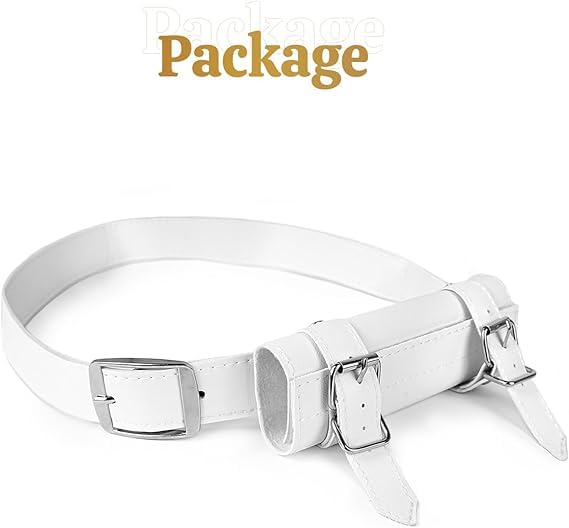 Image of squishy Sword Holder, White Leather Belt Mount for Katana and Sword Display, Suitable for Cosplay, Medieval Reenactment, Stage Performance